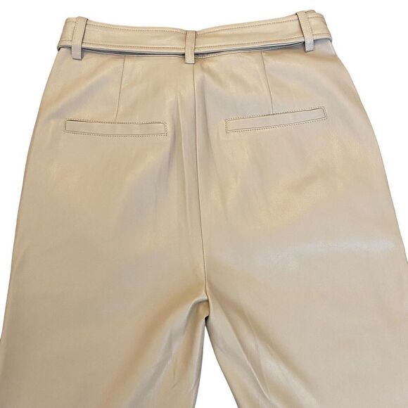Avec Les Filles Faux Leather High Rise Belted Cream Pants Size Small - Picture 8 of 14